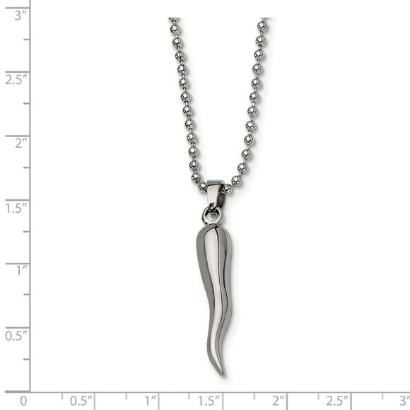 Stainless Steel Italian Horn Necklace - Picture 2 of 4
